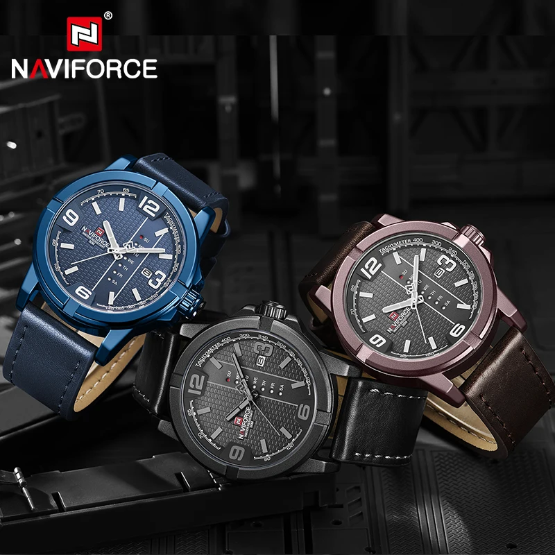 

NAVIFORCE Original Mens watches Casual Leather Strap Military Quartz Wrist watch Date Waterproof Clock Male Relogio Masculino