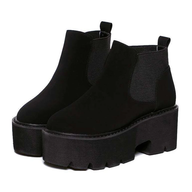 

punk boots bottes femmes platform boot fall shoes brown black platform boot high heel shoes motorcycle boots short work shoes