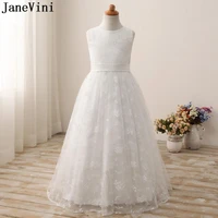 janevini sukienka wesele white lace flower girls dresses sleeveless ivory long floor length kids dresses for girls party gowns
