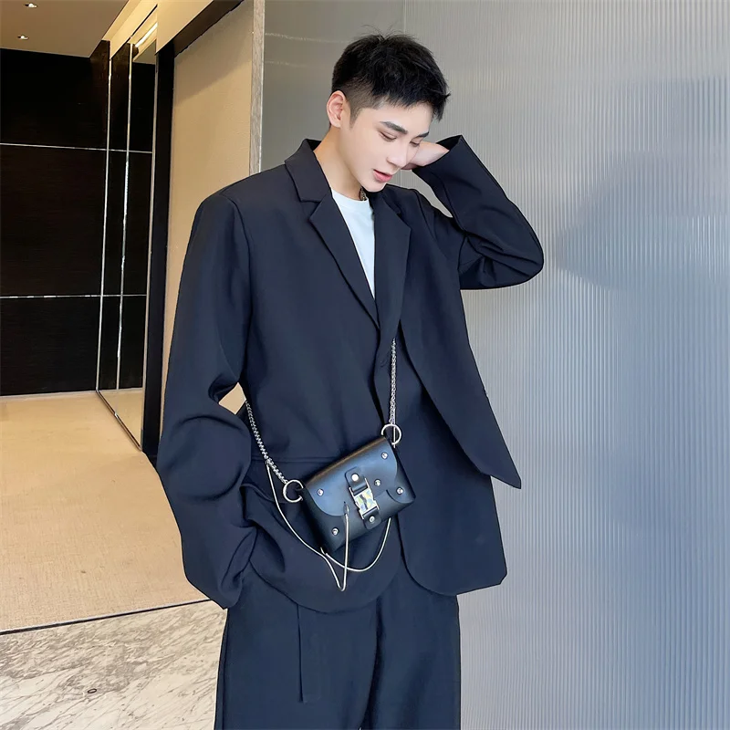 Мужской Костюмный пиджак на весну и осень классическое темно-синее