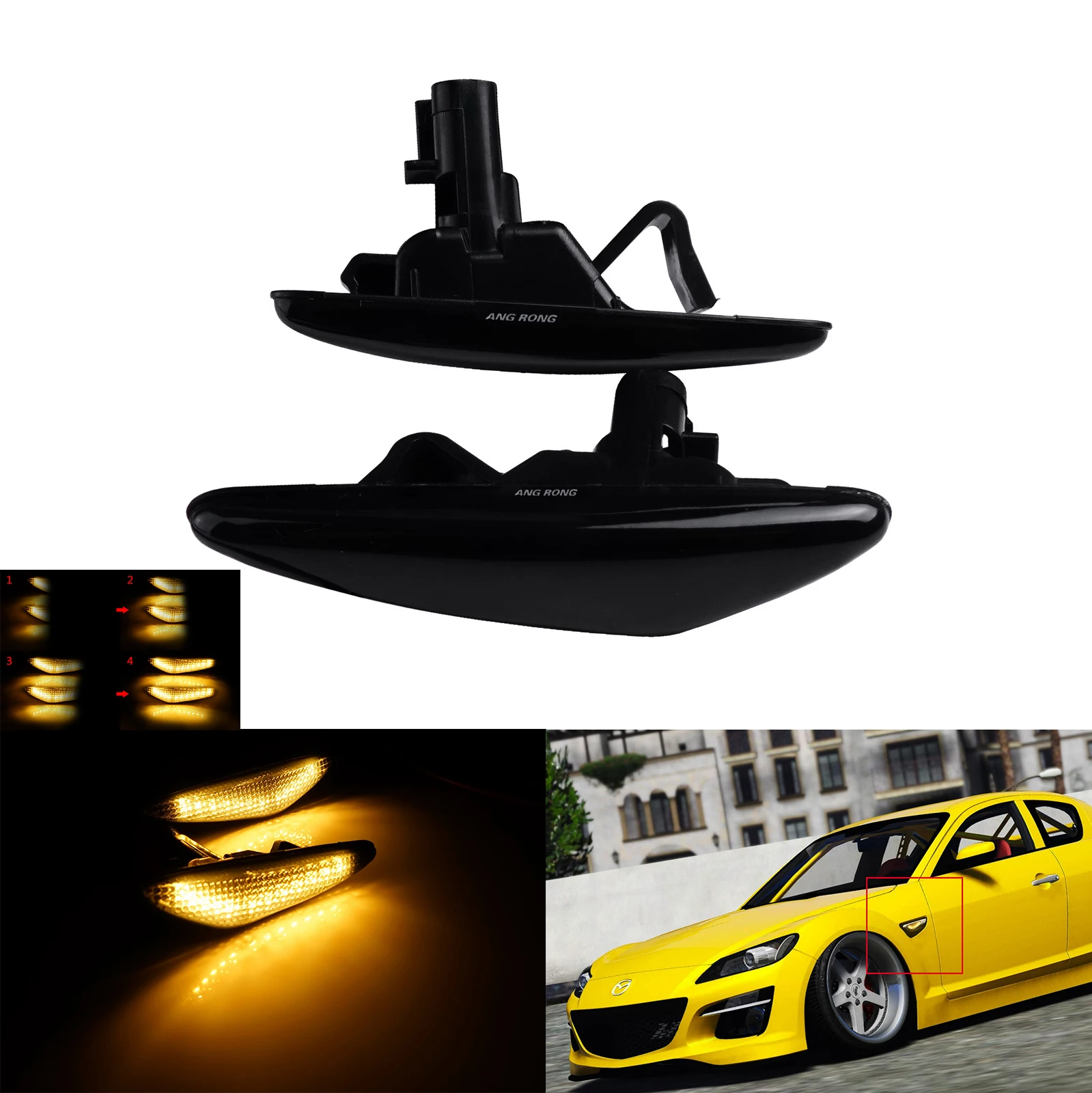 

ANGRONG 2x для Mazda 6 GH MX-5 родстер Miata ND, Динамический светодиодный боковой маркер, ретранслятор света