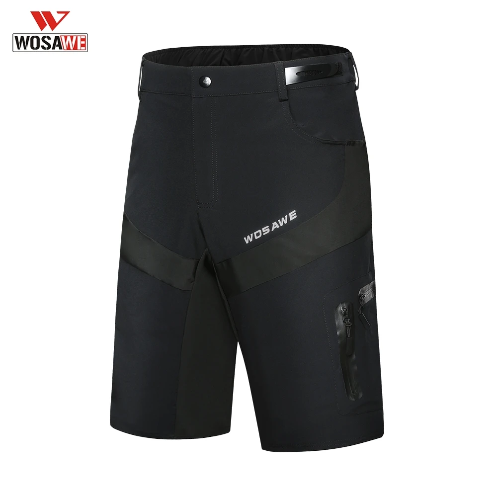 

WOSAWE Men Cycling Shorts Reflective MTB Mountain Bike Bicycle Riding Trousers Water Resistant Loose Fit Shorts Summer