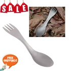 Ложка-Вилка из титана три в одном, Ультралегкая столовая посуда из титана для кемпинга и походов