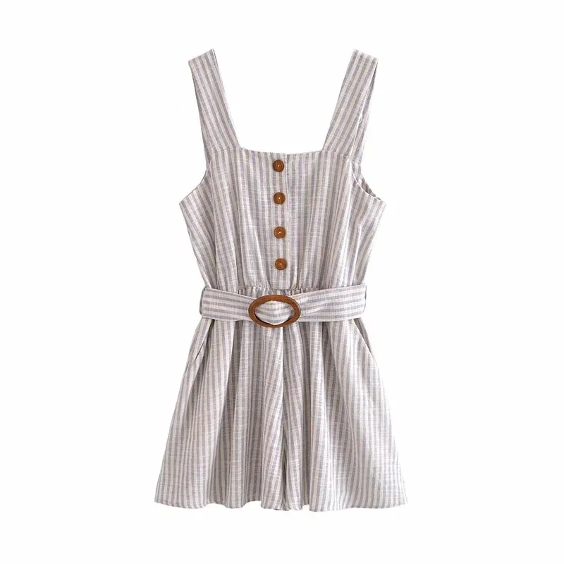 

2021 Summer New Women's Assembling Belt Striped Jumpsuit Suspenders Shorts Sets Jumsuits For Women 2021 Summer Women Shorts Romp