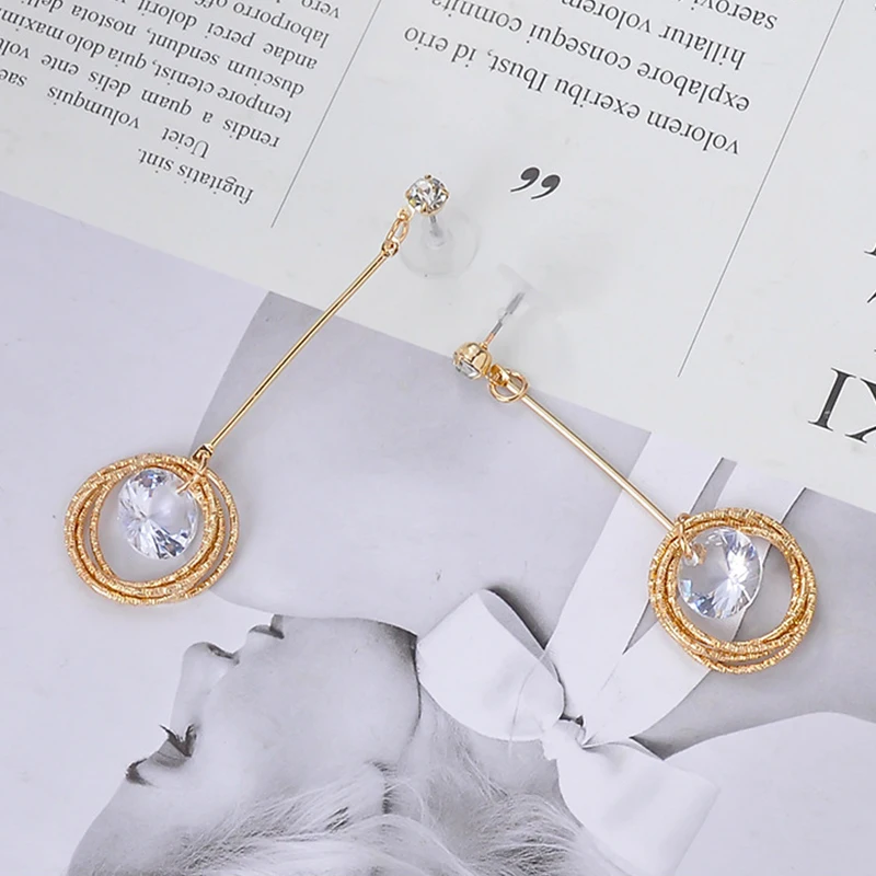 CARTER LISA золотой круг прозрачный кристалл кулон массивные серьги-капли для женщин