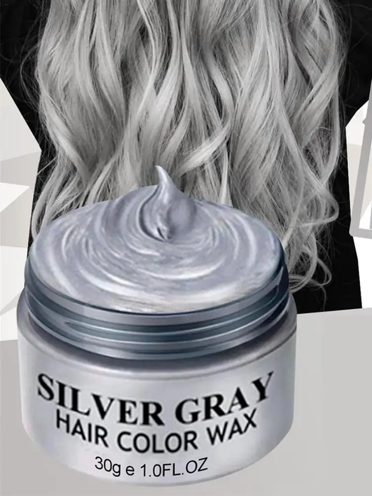 

Silver Hair Dye Styling Hair Wax Colored Hair Mud Disposable Hair Dye Silver White Hair Fashion Modeling Granny Gray