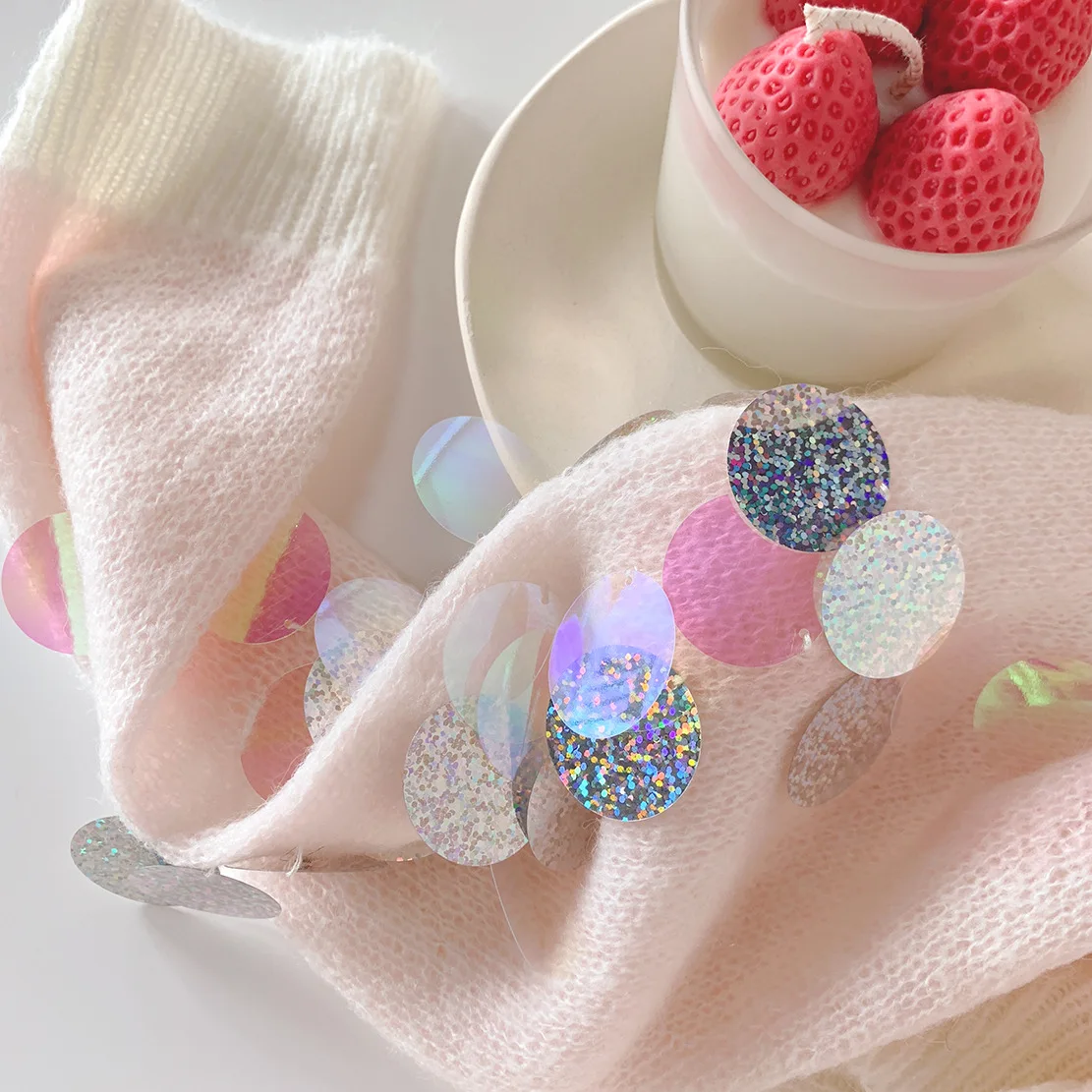 

Korean Top Mermaid Rainbow Sequin Korean Fish Scale Knitted Sweater Pullover Lady Rainbow Stitch Casual Women Autumn Winter