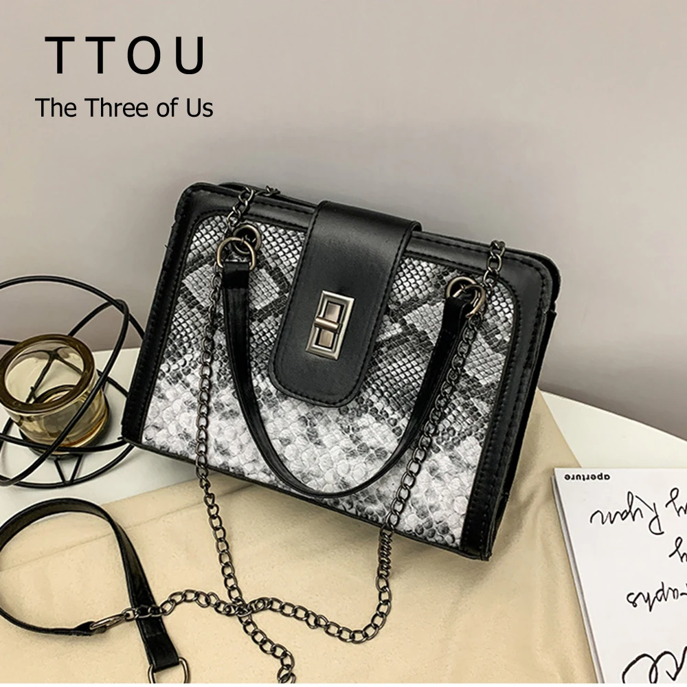 

Новинка 2020, женские сумки через плечо со змеиным узором, новые модные женские сумки с цепочкой, женские сумки из высококачественной искусст...