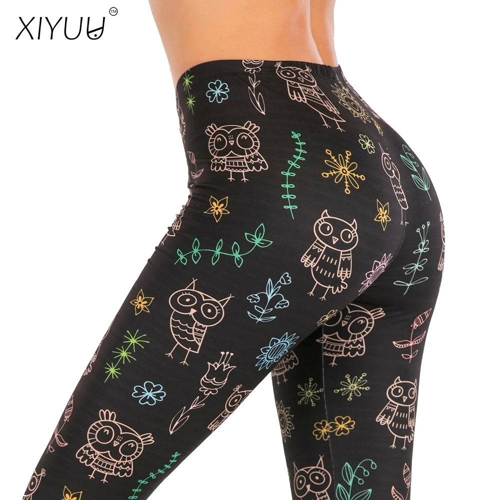 

XIYUU Fashion Legging Doodle Owl Printing Leggings Women Fitness Running Gym Pants Dropshipping Wholesale