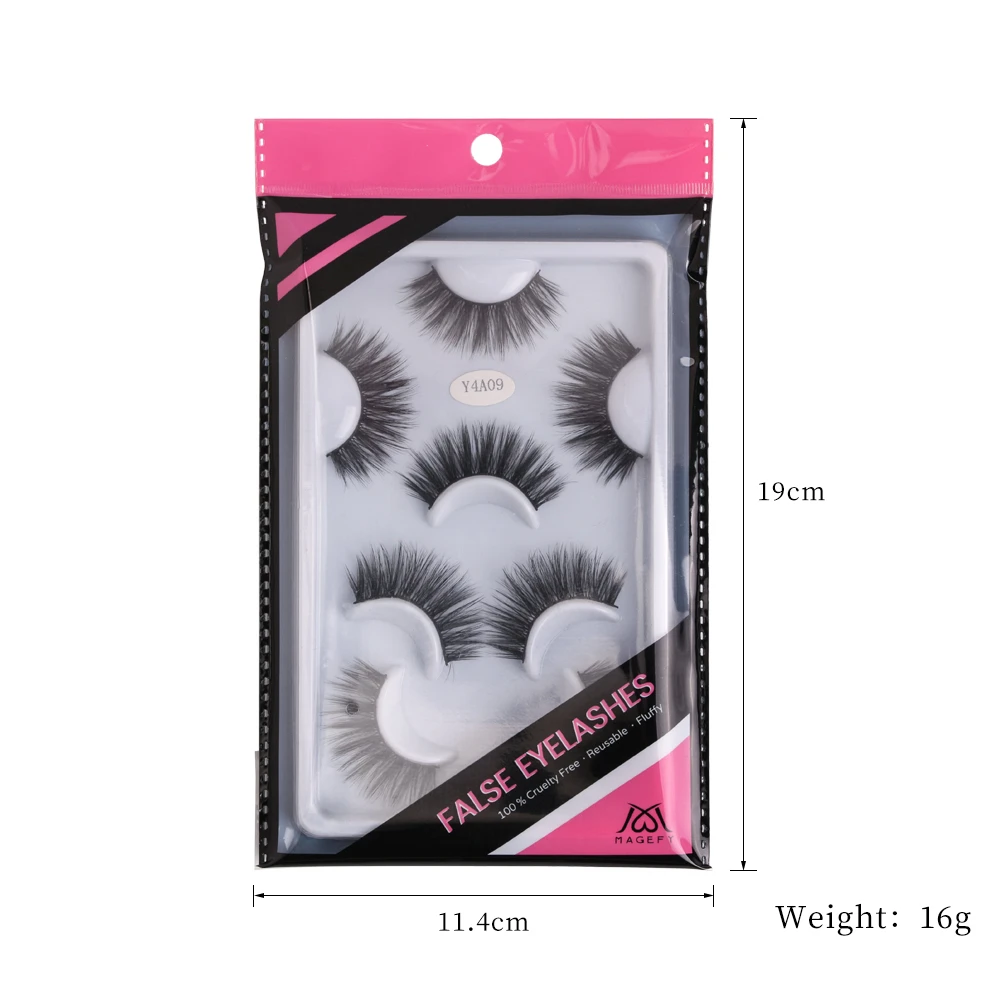 12 пар коротких натуральных объемных накладных ресниц ручной работы из норки