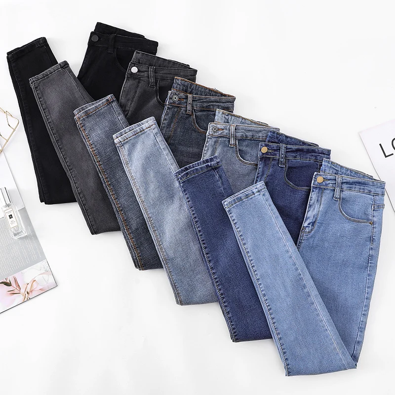 Fashion high-waist women's jeans 2020 new slim high-profile pencil pants stretch skinny casual trousers Karo888 | Женская одежда