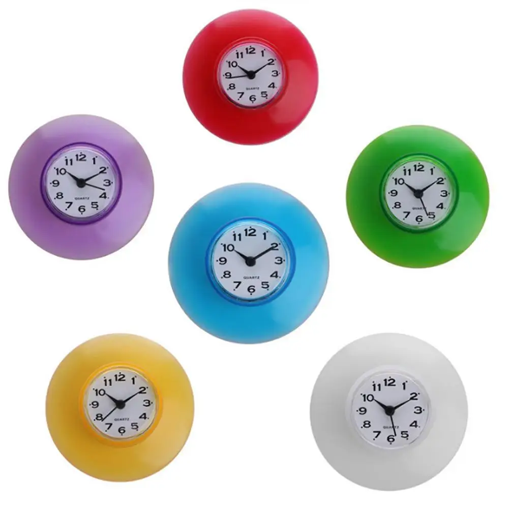Водостойкая Ванная комната Кухня круглый присоска Холодильник настенные часы