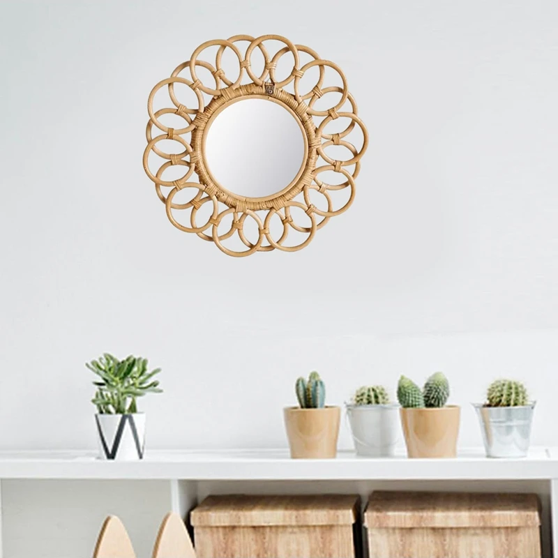 

Rattan Mirror Nodic Style Decorative Wall Mirror Creative Art Decoration Round Mirror Wall Hanging Mirror Home Decor