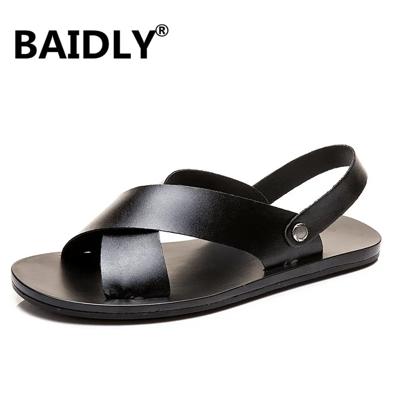 Летние сандалии для мужчин Классические римские кожаные использования вне