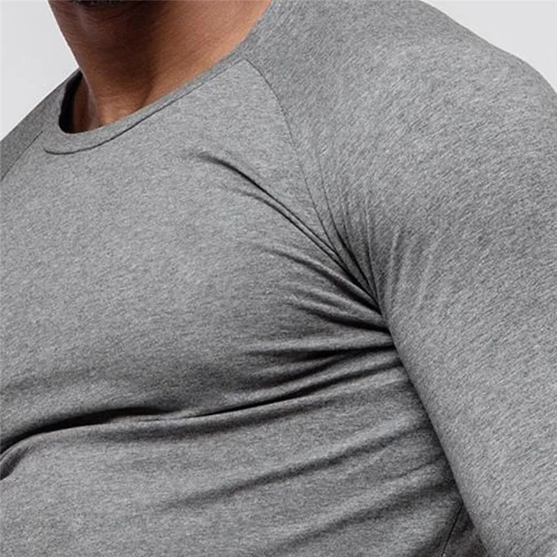 Модная мужская футболка с круглым вырезом и длинным рукавом мышцв бодибилдинг