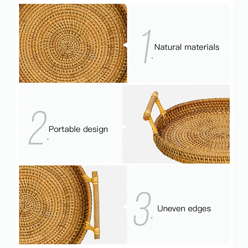 Кухня корзина с фруктами ручной работы Чай лоток плетению ротанга хлеб