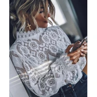 sexy lace blouse white fashion full sleeve blusa feminina ladies tops vintage sexy lace shirt vetidos mujer 2020 spring new za