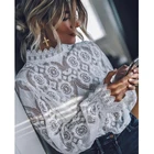 Блузка кружевная женская, с длинным рукавом, весна 2020