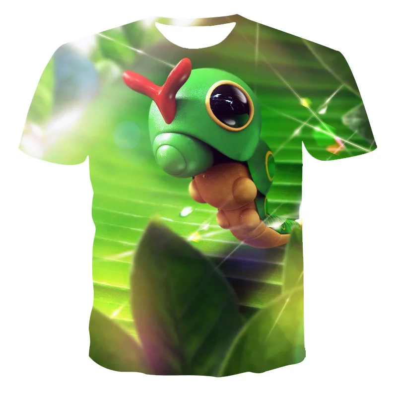 

2021New Summer 3D T Shirt Baby Boy Kid Short Sleeve Breathable Butterfly Lovely Fashion O-Neck Anime Pokemon Customize 110-6 XL