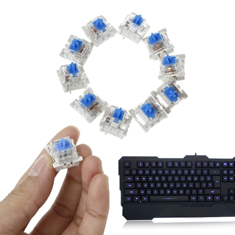 

2021 New 10Pcs 3 Pin Mechanical Keyboard Switch Blue Replacement For Gateron Cherry MX
