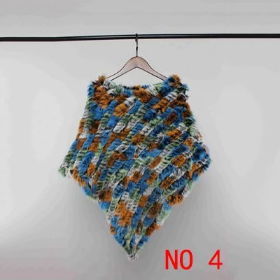 Multicolor 4 VISI HOP/модное Стильное женское пончо с натуральным кроличьим мехом, Вязаная Шаль, качественная накидка VS5201 - Цвет: Multicolor 4