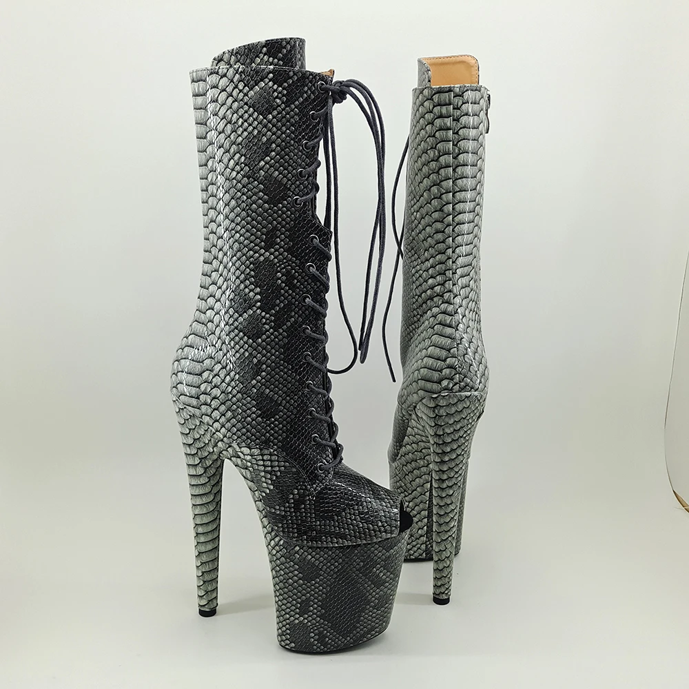 

Leecabe 20CM/8Inch Women's Platform disco party snake skin PU upper Pole Dance boot