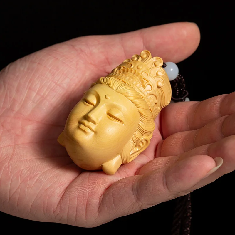 

Guan Yin Head Chinese Wood Creative Pendant Crafts Feng Shui Sculpture Home Decoration Collection