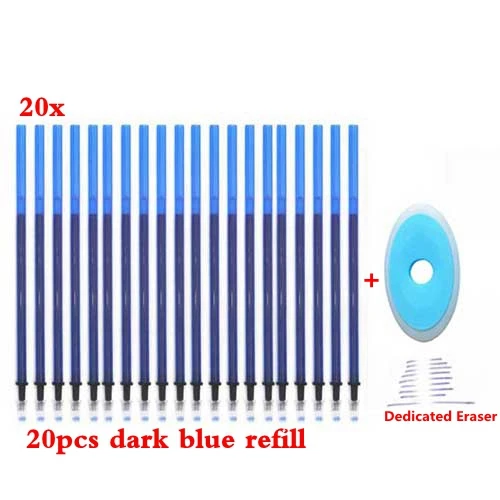 20 Dark Blue Refill 4 шт синие чернила стираемые ручки для канцелярские принадлежности для школьников, студентов, моющиеся ручки, многофункциональные гелевые ручки Kawaii, ручки с животными - Цвет: 20 Dark Blue Refill