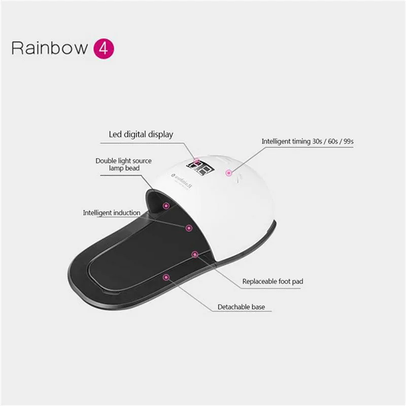 Горячий 48 Вт Светодиодный УФ-лампа для ногтей Rain bow4 Сушилка для ногтей автоматический датчик профессиональная педикюрная сушилка для маникюра осветительная машина инструменты для ногтей
