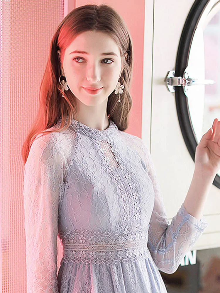 Темпераментное качество лучшее платье с длинными рукавами весна 2020 прозрачные