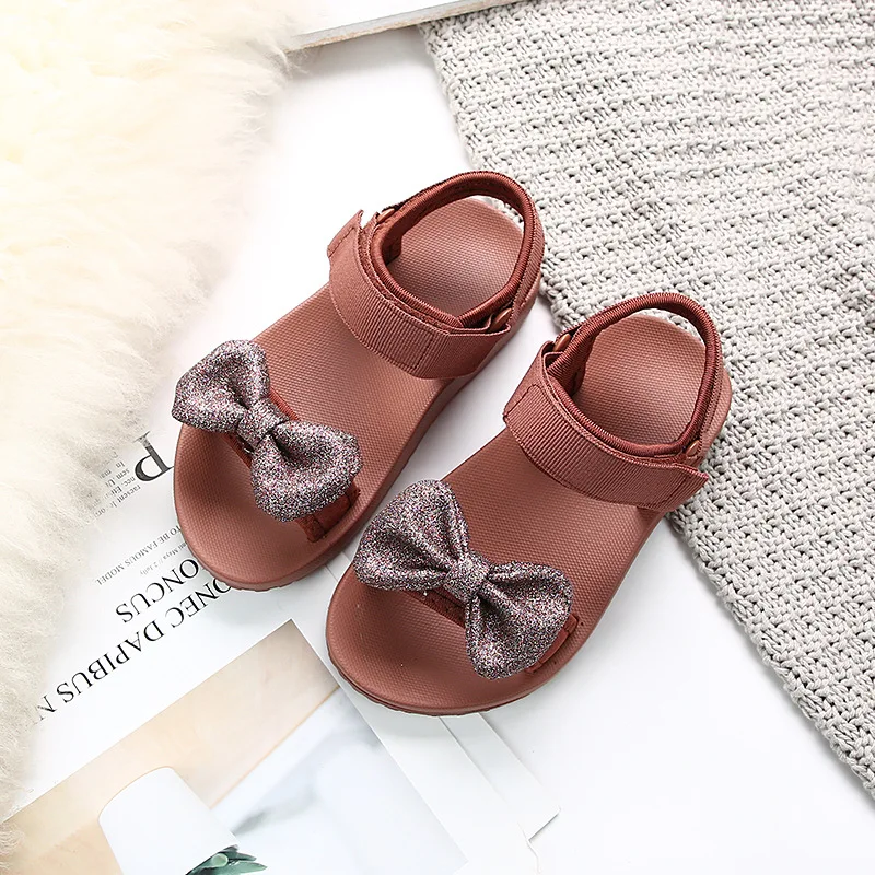 Children's sandals 2021 new fashion summer children's shoes baby soft bottom bow net red primary school princess |