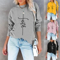 winter street european and american womens clothing simple faith christian print sweatshirt pullover round neck sweater