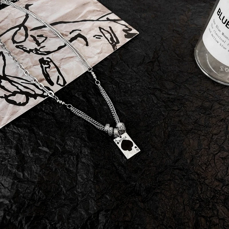 

Женское Ожерелье в виде покера, женская подвеска, простая цепочка, ювелирные изделия для влюбленных, свадебное серебряное ожерелье, модное ...