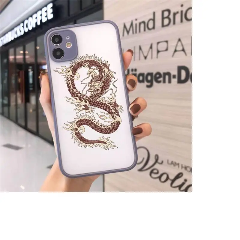 

yellow Dragon Phone Cases Matte Transparent for iPhone 7 8 11 12 s mini pro X XS XR MAX Plus cover funda