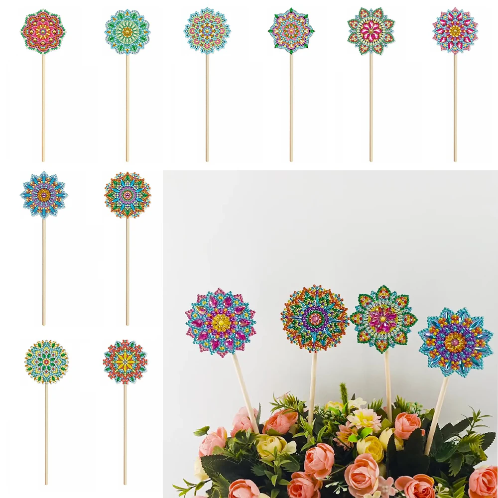 

DIY 3D Special Shaped Diamond Painting Mandala Flower Pot Plant Decoration Stick Indoor Bedroom Home flowerpot Ornaments