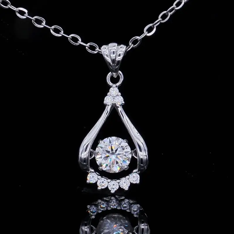 

Jazaz Luxury Real 0.5 Carat D Color Moissanite Pendant Necklace For Women 100% 925 Sterling Silver Sparkling Wedding Party B1040