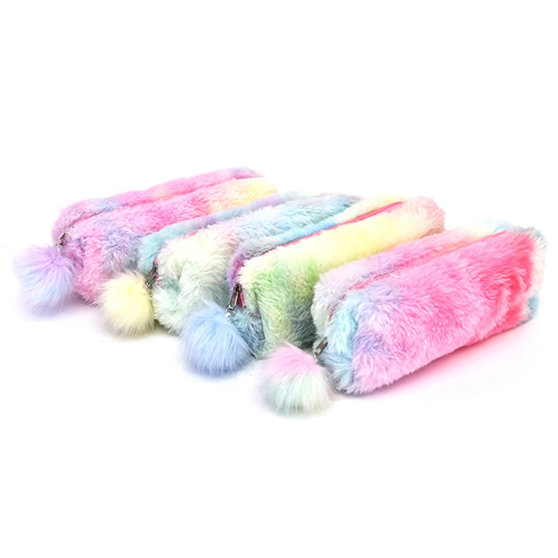 

Кавайный креативный карандаш для девушек, милая плюшевая восьмиугольная сумка для ручек, Женская Студенческая простая сумка для хранения