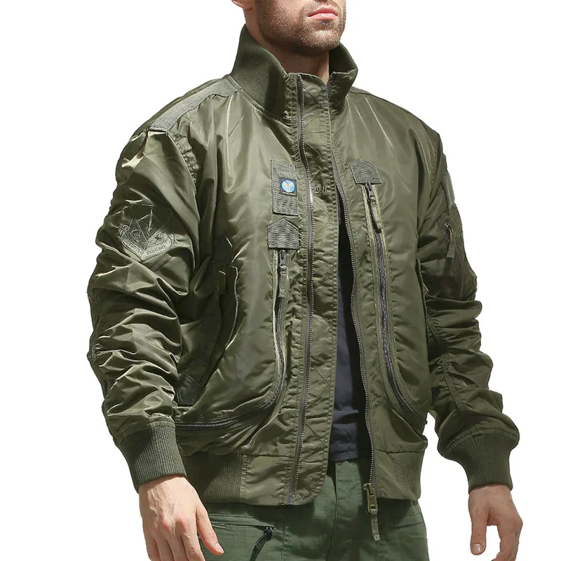 

Bomber Jacket Men Windbreaker Military Streetwear Army Flight Jackets Baseball Tactical Coat Stand Up Collar Chaqueta Hombre