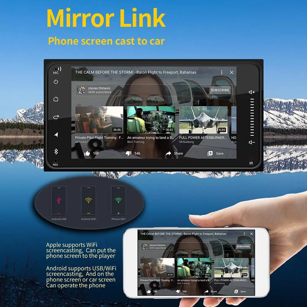 Радио автомобильный Bluetooth аудио gps Wifi зеркальная связь музыкальный плеер 2 DIN Android 8