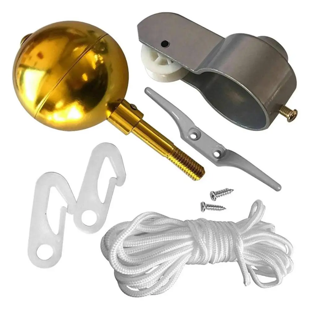 

Flag Pole Hardware Parts Repair Kit 1 Flagpole Top Ball 2 Flag Clamp Hooks 1 Flagpole Splint 2 Screws 1 Flag Rope Flag Pole Acce