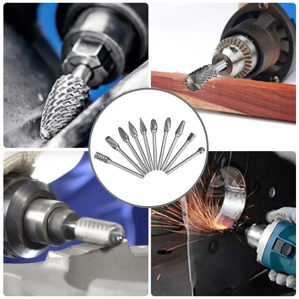 10 шт./лот 3x6 мм карбидная Вольфрамовая сталь резак для заусенцев вращающийся