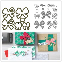 christmas bow metal cutting die and stamp set for diy scrapbooking album paper card handmade decoration craft template