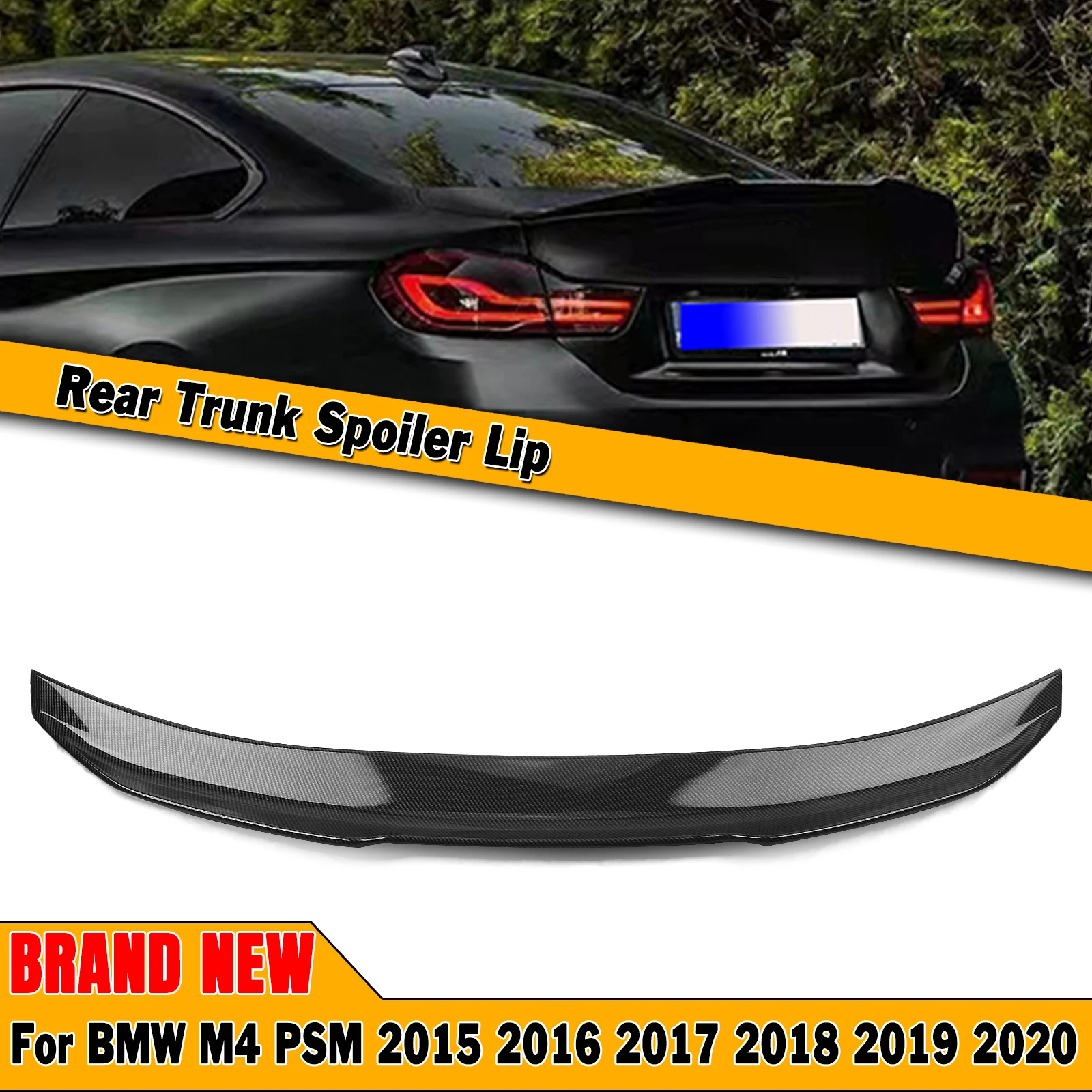 

Для BMW F82 M4 2015-2020 двухдверный купе PSM стиль спойлер заднего багажника, крыла High-Kick ABS углеродное волокно внешний вид автомобиль Decklid сплиттер г...