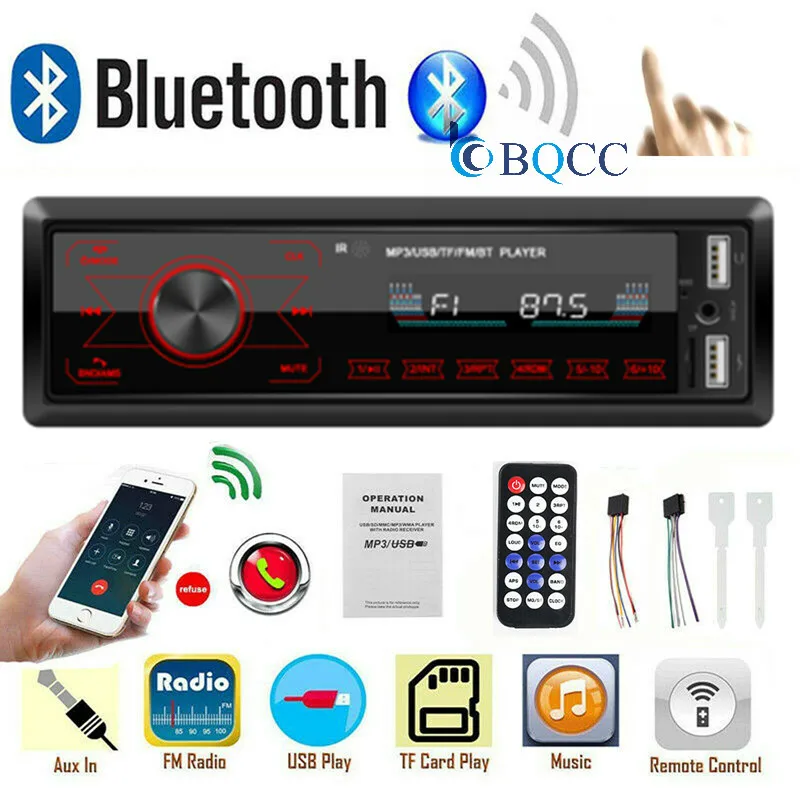 Автомагнитола FM радио Bluetooth MP3 USB/SD MMC 1DIN|Автомобильные радиоприемники| |