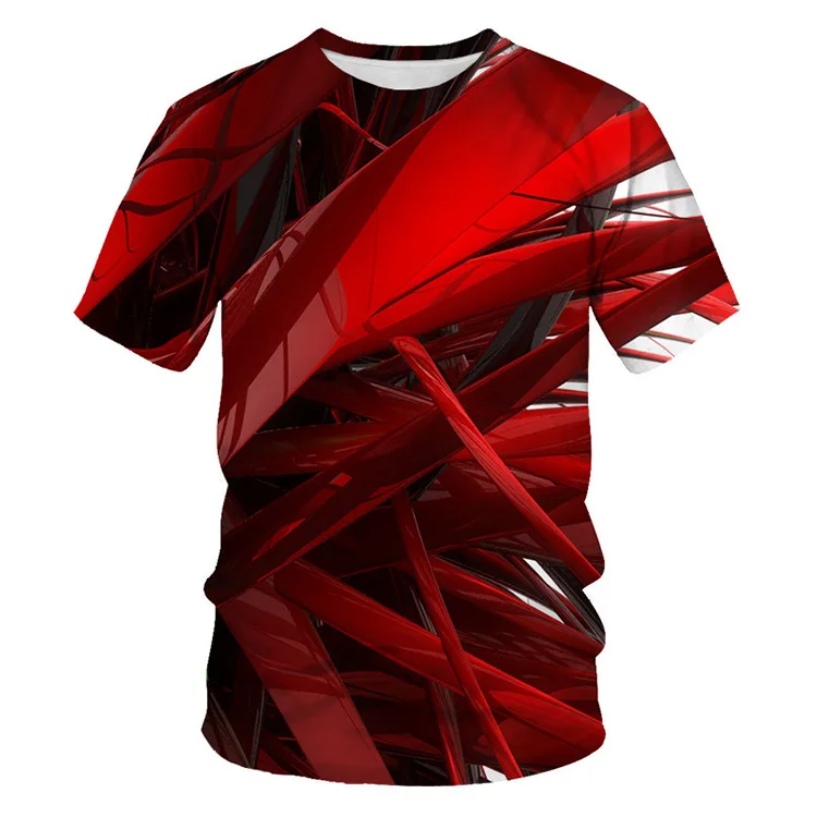 

2021 summer new European and American men's 3D space Pullover short sleeve Youth Popular loose collar casual men's T-shirt