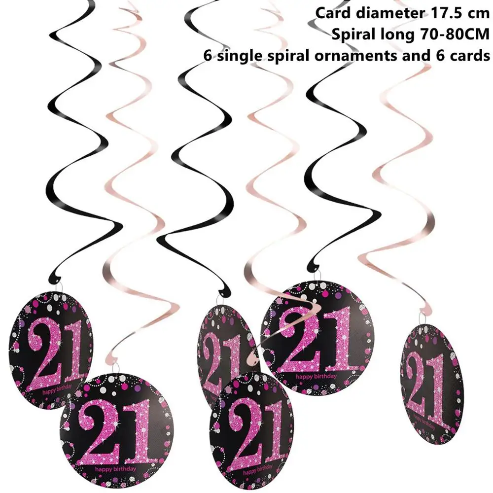 21th Pink Swirl Taoup черная Золотая 21-я одноразовая посуда, тарелки для полотенец, чашки для стола, одноразовая посуда для вечеринок 21, принадлежности для дня рождения - Цвет: 21th Pink Swirl