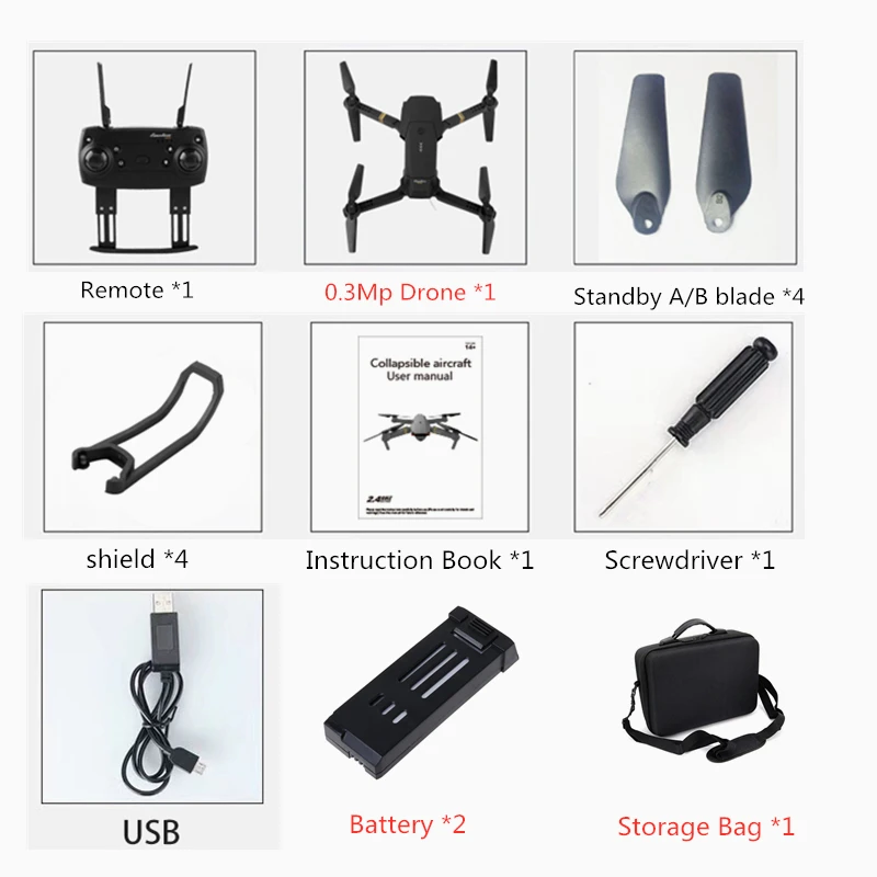 0.3MP 2B Bag Дрон wifi FPV широкоугольный HD 1080P камера режим удержания высоты складной рычаг RC Квадрокоптер мини карманные игрушки для бесплатной доставки VS E58 - Цвет: 0.3MP 2B Bag