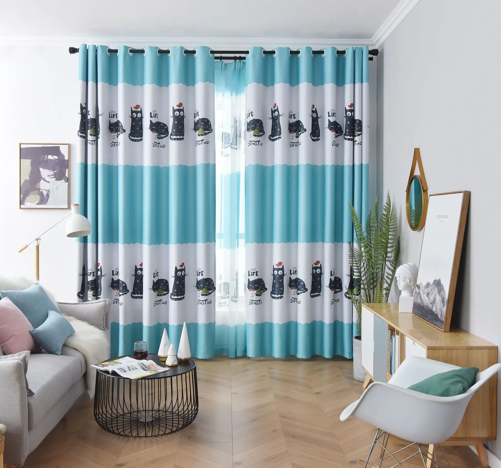 Цифровые шторы в скандинавском стиле имитация белого шелка для гостиной