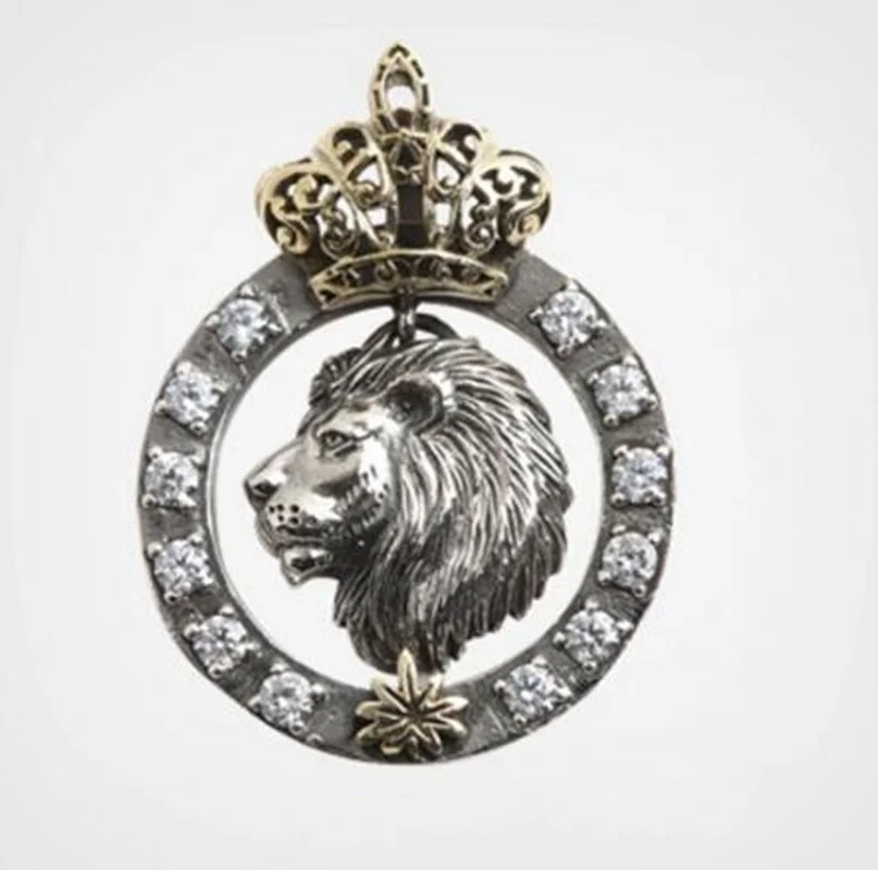 

Classic Punk High Quality Metal Lion Head Badge Pendant Chain Necklace for Men and Women Rock Party Jewelry