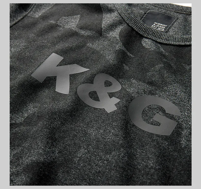 

KUEGOU 2020 Autumn Cotton Black Print Letter Sweatshirts Men Fashion Japanese Streetwear Hip Hop Male Wear Clothes Top 4996